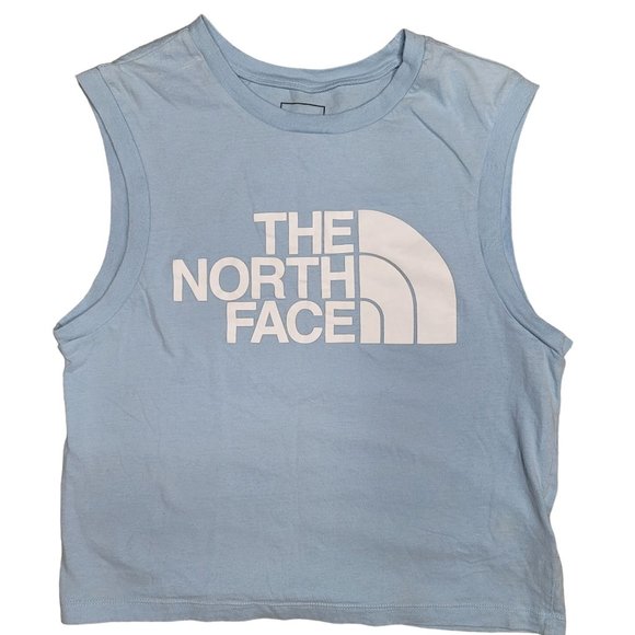 The North Face half dome blue cropped muscle tank top size medium - Picture 1 of 3